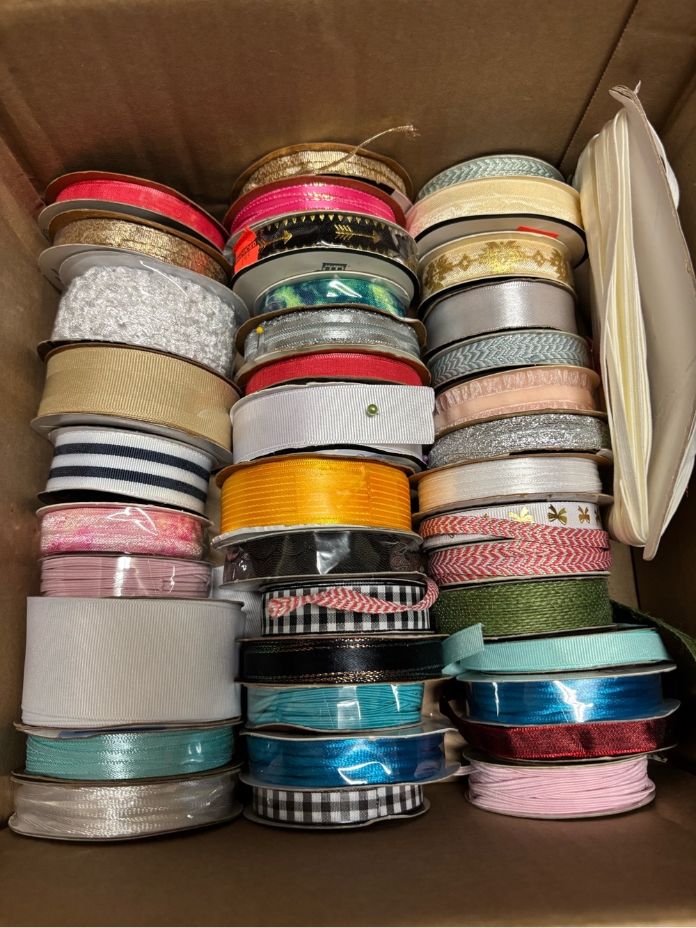 Box of ribbon and string